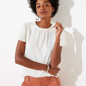 LOFT Smocked Short Sleeve Ruffle Top - Sz L
